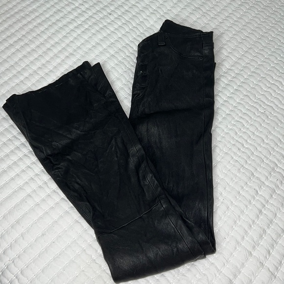 Hudson Lamb Leather Bell-Bottom pants